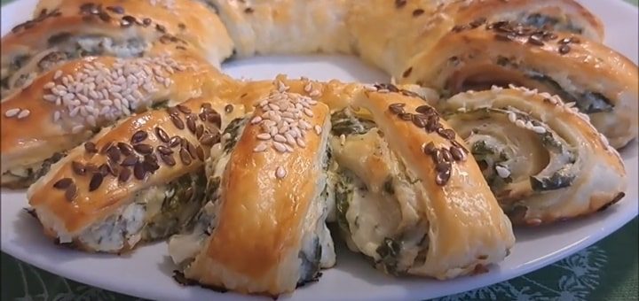 Puff Pastry Rolls filled with Cheese and Swiss Chard