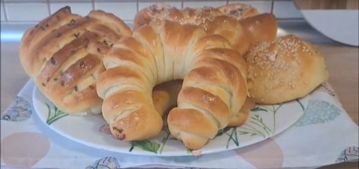 Rolls made of yeast Dough and 4 ways of shaping