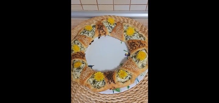 Spring Dough Wreath with Cheese and Swiss Chard