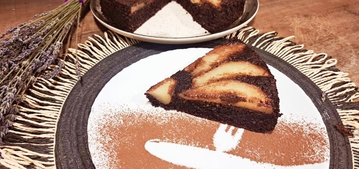 Flourless Chocolate Almond Cake with Pears